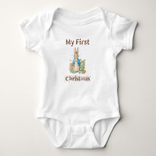 My First Christmas Peter the rabbit Baby Bodysuit (Front)