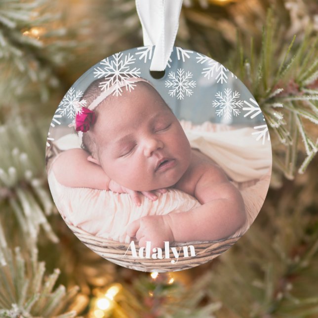 My First Christmas Photo Baby Girl Pink Ornament (Tree)