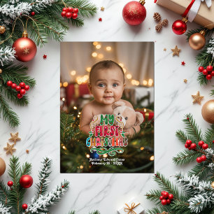 "My First Christmas" Photo Collage Holiday Card