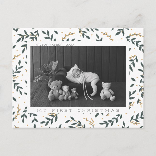 My First Christmas Photo Holiday Postcard (Front)