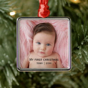 My first christmas photo metal ornament