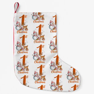 My First Christmas Pink Deer Xmas Girl Snowman Small Christmas Stocking