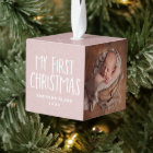 My first Christmas pink personalised baby photo
