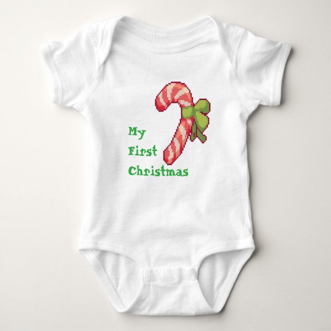 My first Christmas. Pixel Art, Pixelart Baby Bodysuit (Front)
