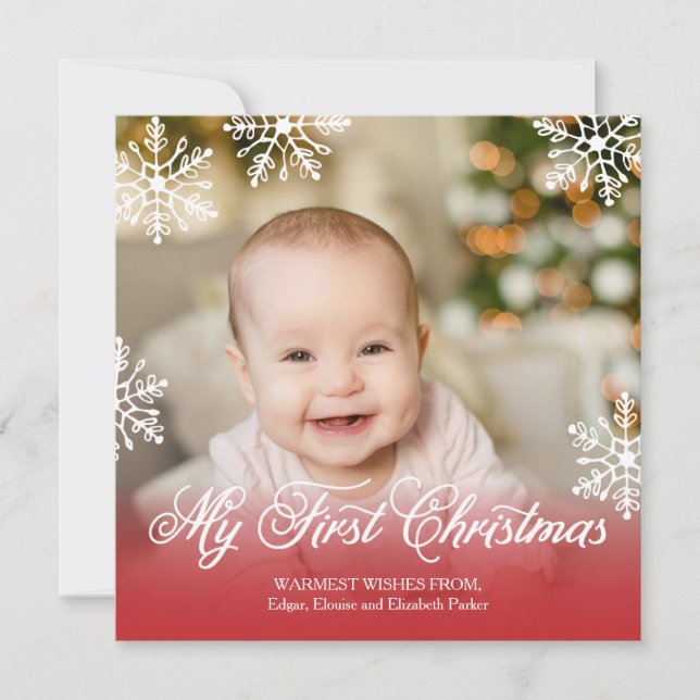 My First Christmas Red Gradient Square Holiday (Front)