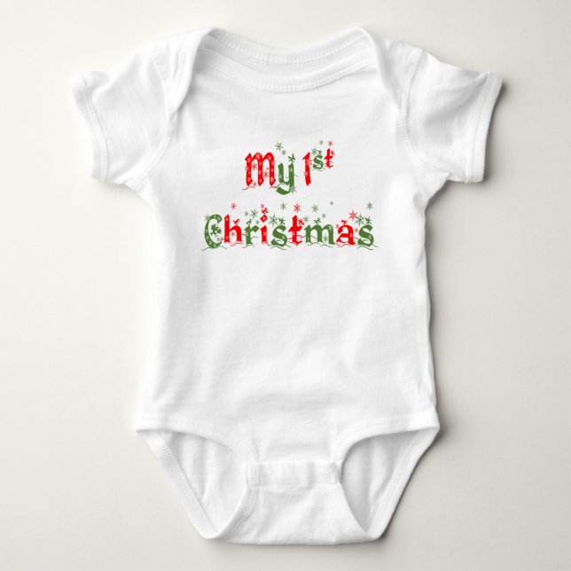 My First Christmas Romper Baby Bodysuit (Front)