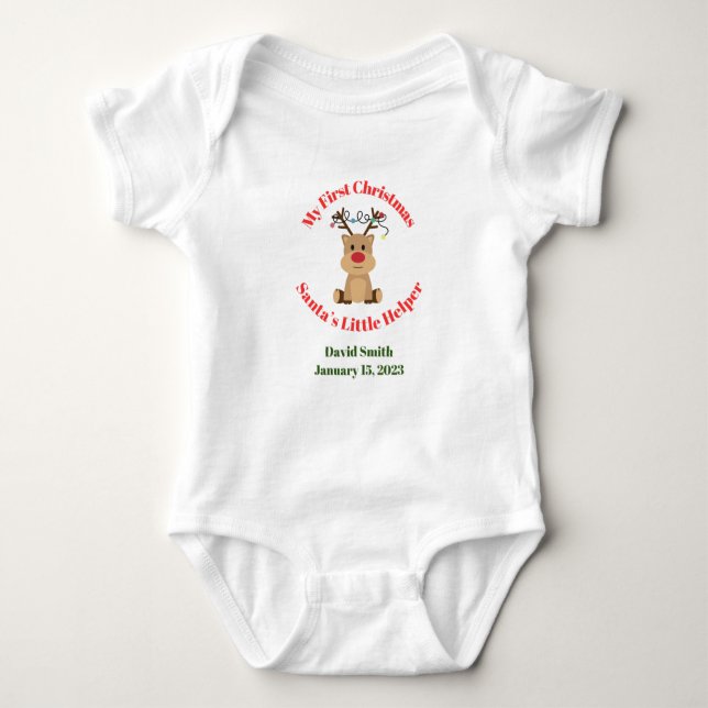 My First Christmas Santa’s Little Helper Baby Bodysuit (Front)