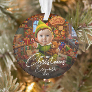 My First Christmas Santas Little Helper Photo Ornament