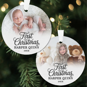 My First Christmas Script New Baby Photo Ornament