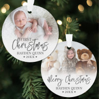 My First Christmas Script New Baby Photo