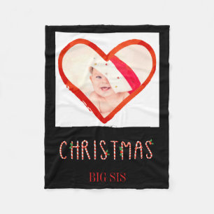 My First Christmas Sister Love Heart Baby Photo  Fleece Blanket