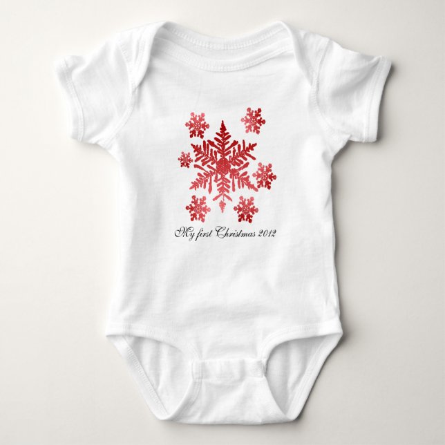 My First Christmas Snowflake Baby Onsie Baby Bodysuit (Front)