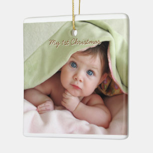 My First Christmas Stripes Tiny Tee Photo Ornament