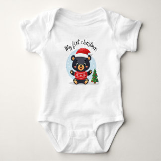 "My first Christmas" sweet baby teddy bear Baby Bodysuit