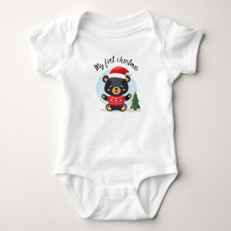 "My first Christmas" sweet baby teddy bear Bodysuit
