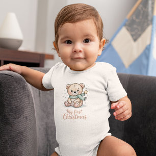 My First Christmas Sweet Teddy Bear Baby Bodysuit
