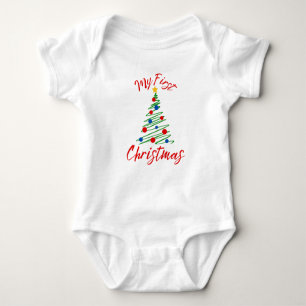 My First Christmas Tree with Star & Lights Festive Baby Bodysuit