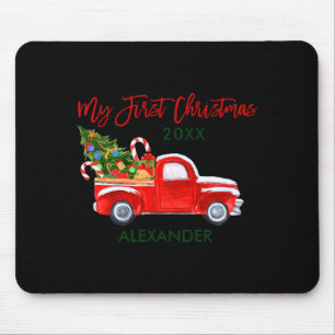My First Christmas Truck Candy Canes Green Red Bab Mouse Pad