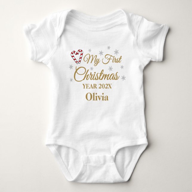 My First Christmas with Name and Year Baby Bodysui Bodysuit (Front)
