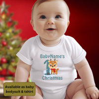 My First Christmas with name cute reindeer one