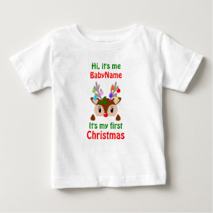 My First Christmas with name Hi it's me Baby T-Shirt