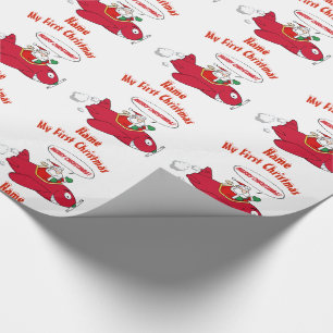 MY FIRST Christmas WRAPPING Santa Plane Custom Wrapping Paper
