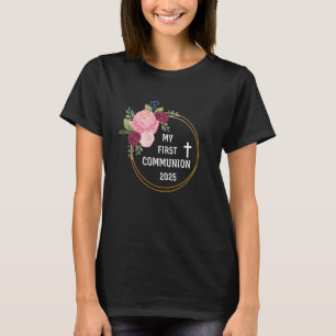 My First Communion 2025 Shirt Kids Girls Cross Cat