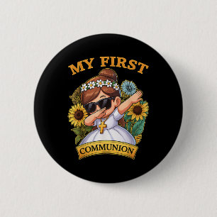 My First Communion Girls Dabbing 1st Religious Sac 6 Cm Round Badge