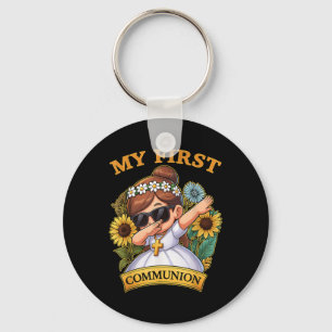My First Communion Girls Dabbing 1st Religious Sac Key Ring