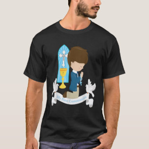 My First Communion Kids Children Son Boy Brunette T-Shirt