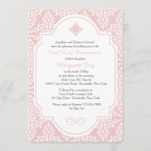 My First Communion Pink Invitation