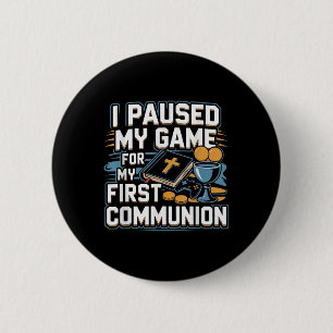 My First Communion Video Game Controller Gifts Boy 6 Cm Round Badge