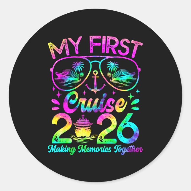 My First Cruise 2026 Funny First Time Cruise Vacat Classic Round Sticker (Front)