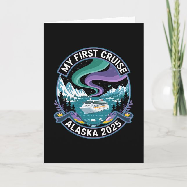 My First Cruise Alaska 2025 Shirt Northern Lights  Card (Front)