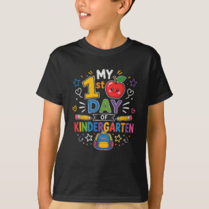 My First Day Kindergarten Colourful Backpack Schoo T-Shirt