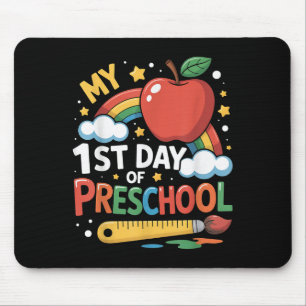 My First Day Of Preschool Funny Colourful Rainbow Mouse Pad
