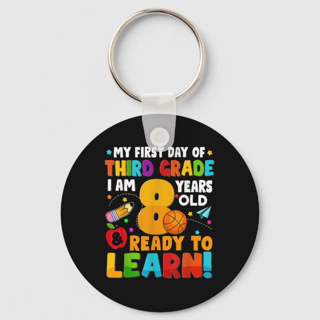 My First Day Of Third 3rd Grade Ready To Learn Boy Key Ring (Front)