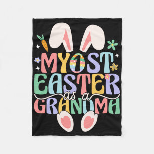 My First Easter As A Grandma Funny Easter Bunny Ne Fleece Blanket