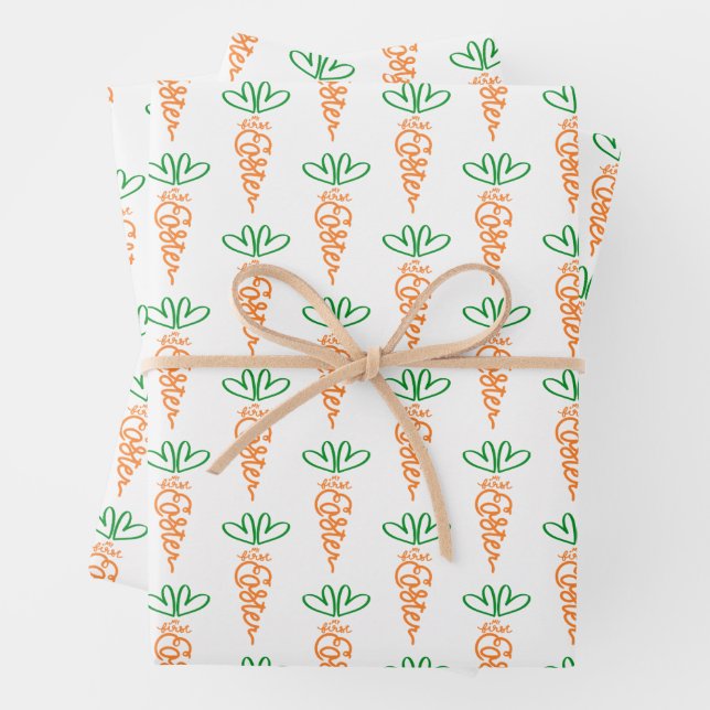 My First Easter Carrot Gift Wrap (In situ)