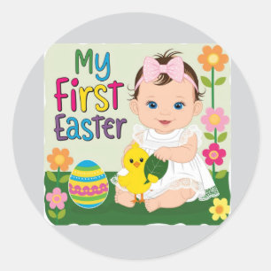 My first easter children classic round sticker
