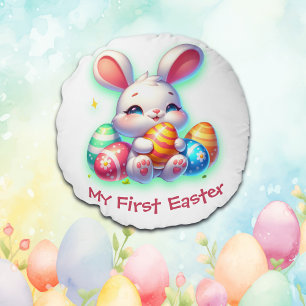 My First Easter for Girls Round Cushion