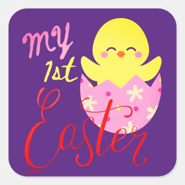 MY FIRST EASTER funny easter egg chick gift        Square Sticker (Front)