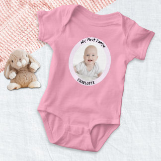 My First Easter Photo Pretty Cute Pink Baby Bodysuit