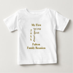 My First Family Reunion Gold Letter F Monogram Baby T-Shirt