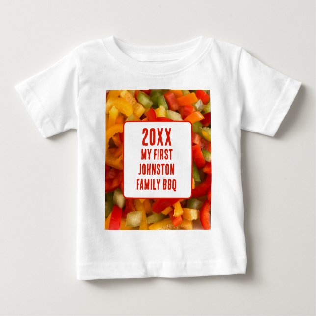 My First Family Reunion Summer Food Photo BBQ Baby T-Shirt (Front)