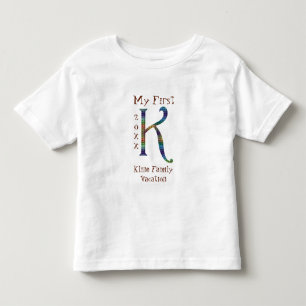 My First Family Vacation Tiled Letter K Monogram Toddler T-Shirt