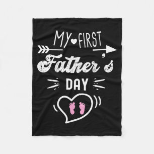 My First Father's Day First Time Daddy New Dad Mat Fleece Blanket