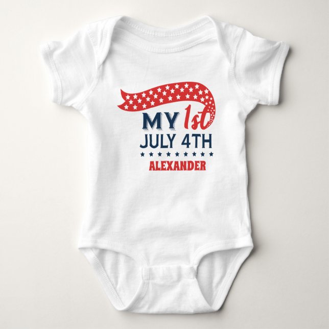 My First Fourth of July Personalised Baby Bodysuit (Front)