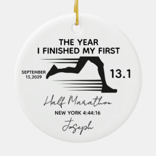 My First Half Marathon 13.1 Custom Name & Year Ceramic Ornament