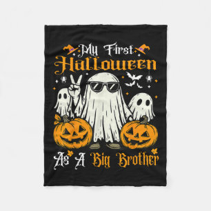 My First Halloween As A Big Brother Pumpkin Ghost  Fleece Blanket